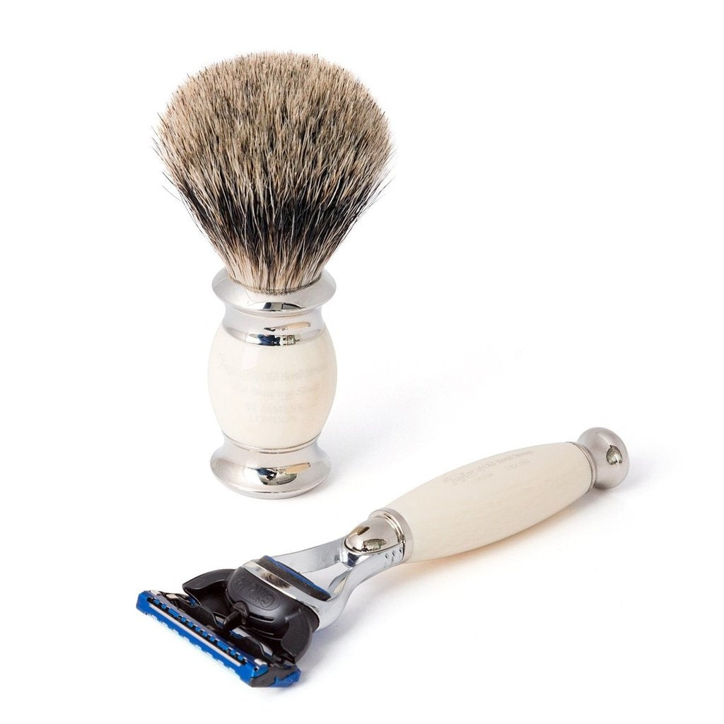 Scheerset Fusion Pure Badger Edwardian Ivoor (3-delig)