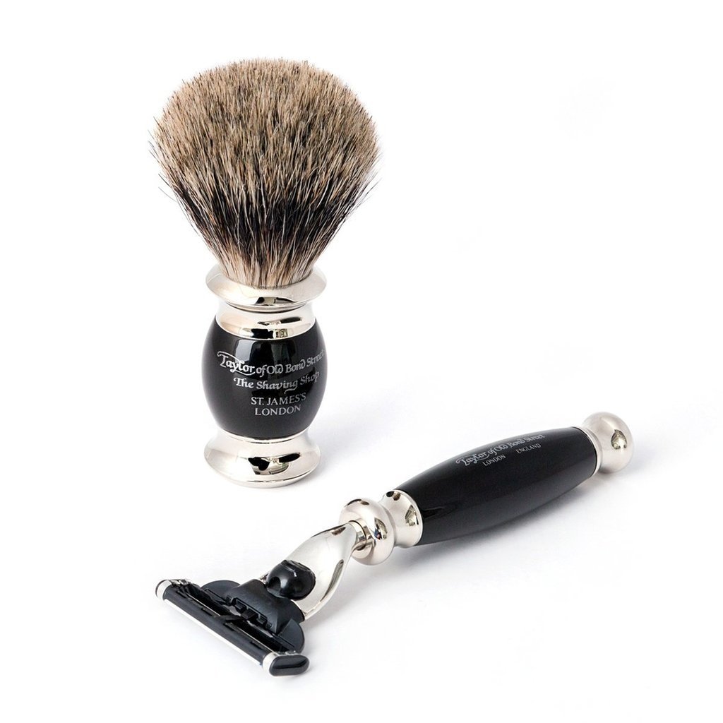 Scheerset Mach3 Pure Badger Edwardian Zwart (3-delig)